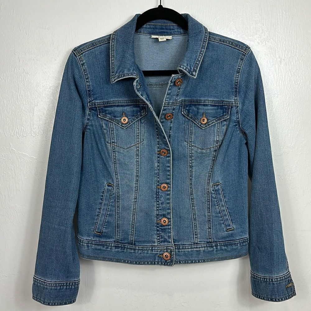 ❤️Last Chance Style & Co Medium Wash Cotton Blend Sleeve Denim Jacket Size S